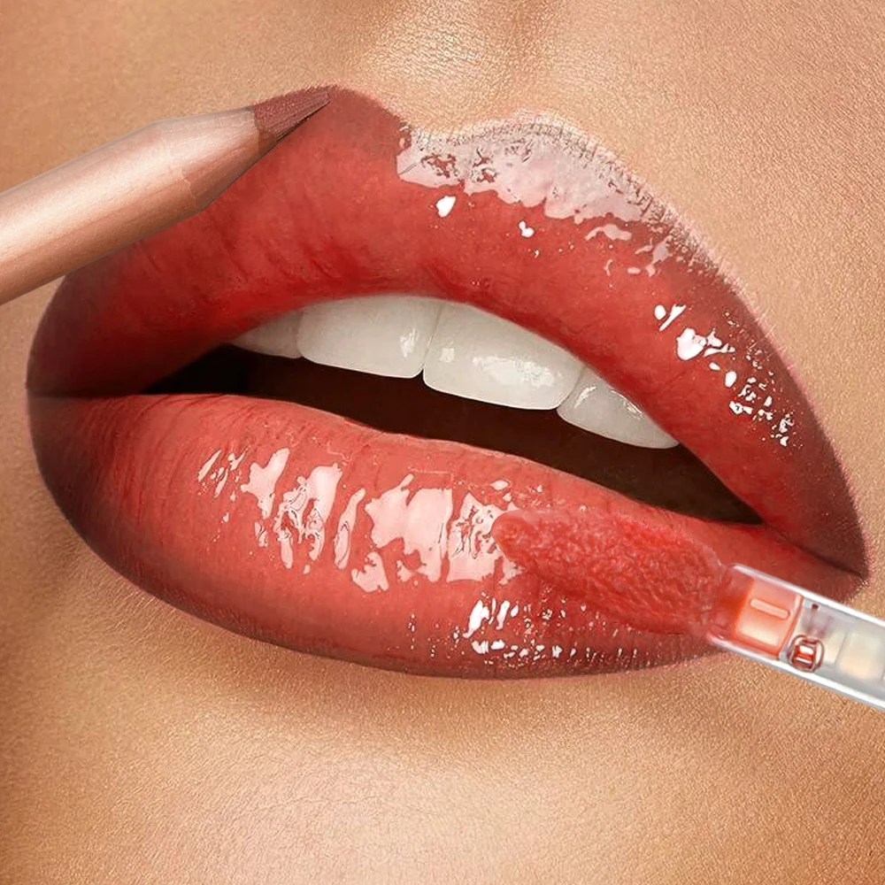 Set di matite labbra opache e lucidalabbra, 3 colori disponibili, abbinamento perfetto per idratare le labbra, adatto ai festival musicali quotidiani