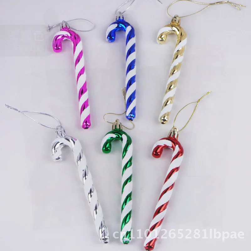 

12CM Christmas Alien Ball Decorations Crutch Set - Plastic Festive Ornaments in Multiple Colors for Tree Decoration