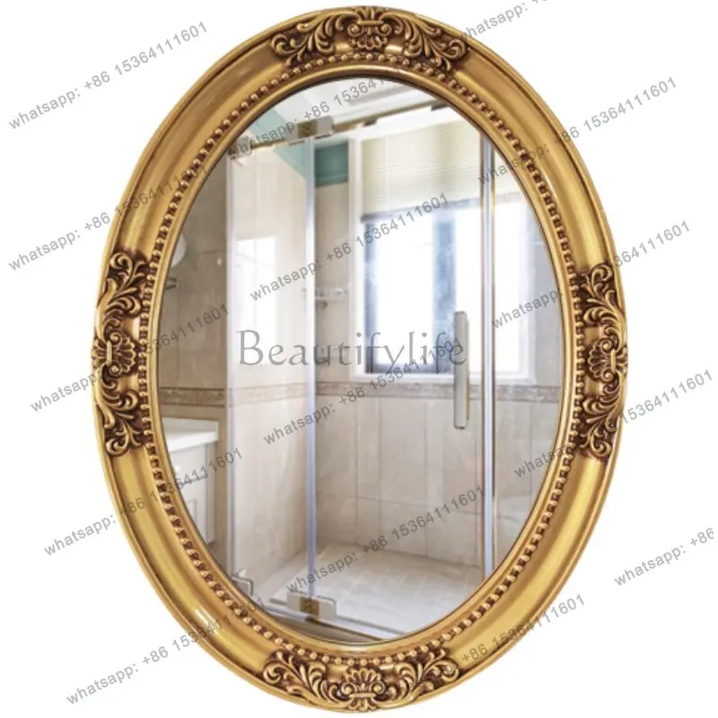 European Style Simple Oval Art Bathroom Mirror Decoration Toilet Wall Mirror