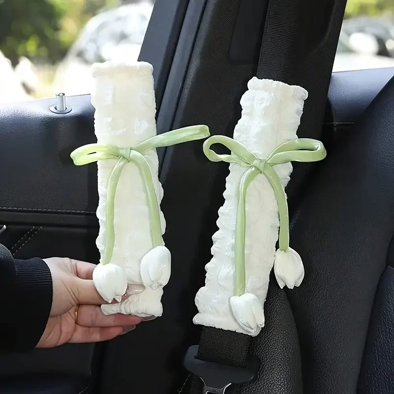 2PCS Auto Sicherheitsgurt Schulter Schutz Abdeckung Tulpe Dekoration Sicherheitsgurt Premium Sense Anti Lock Ganzjährig Universal – Detail 3