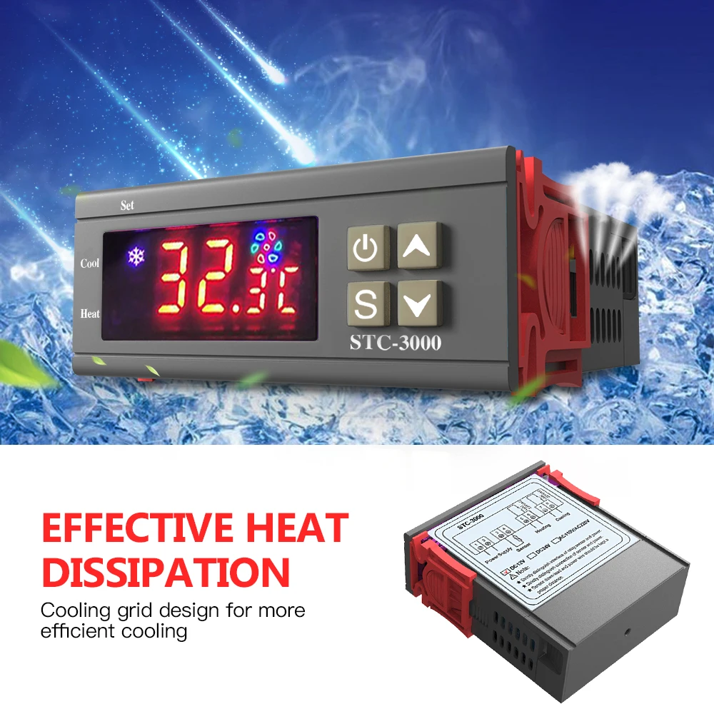 STC-3000 LED Digital Thermostat for Incubator Temperature Controller Thermoregulator Relay Heating Cooling 12V 24V 220V