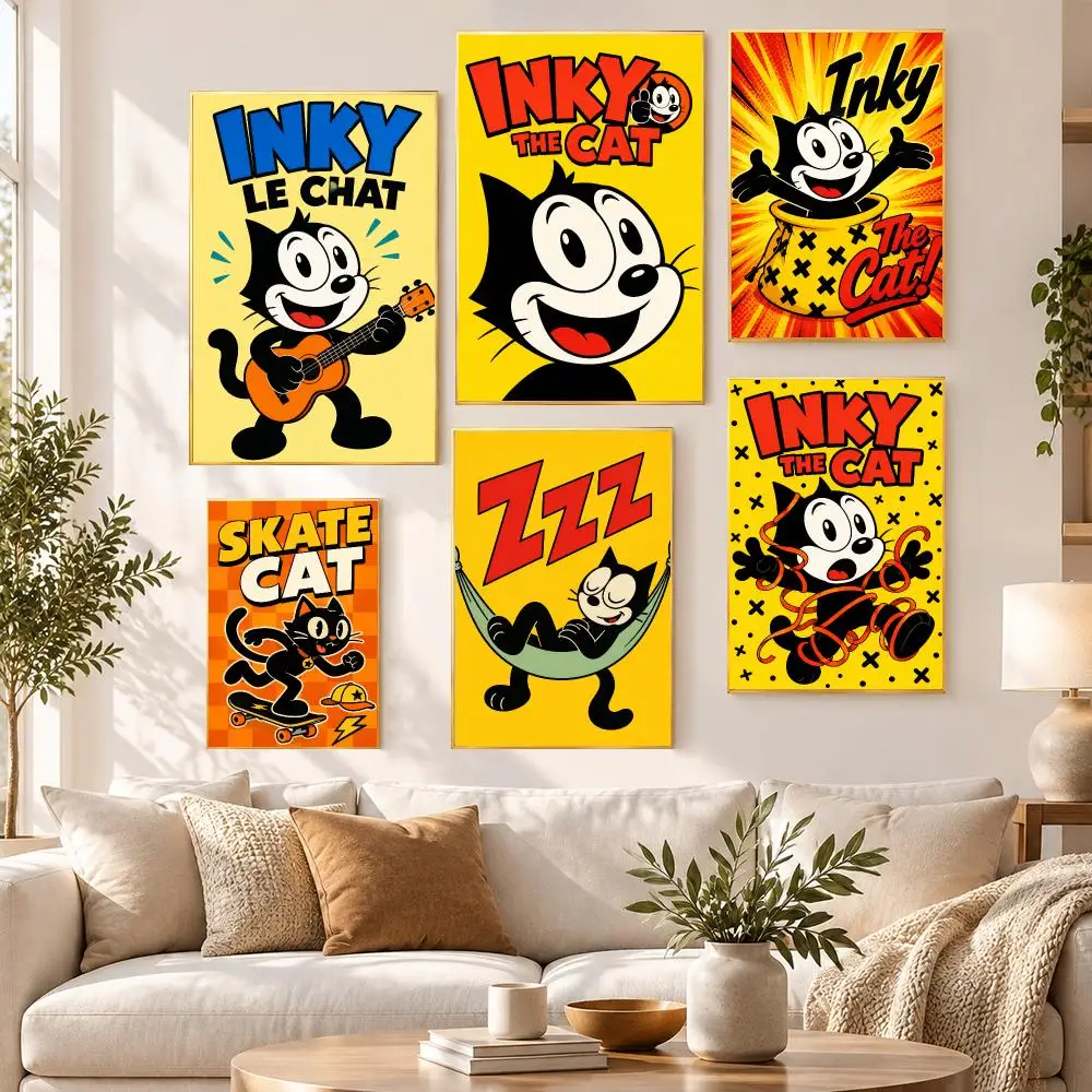 Cartoon Classic Funny Felix the Cat Poster HD Waterproof PP Self Adhesive Aesthetic Bedroom Dorm Gaming Room Home Decor Gift