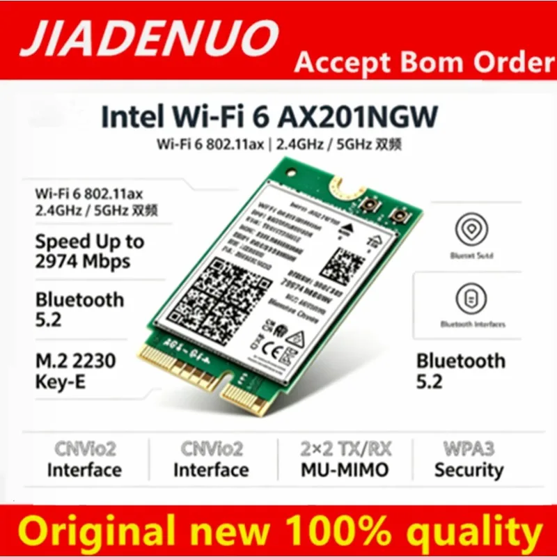 (1 шт.) 100% оригинальная новая беспроводная сетевая карта Intel AX201 AX201NGW WIFI6E Gigabit CNVI Bluetooth 5.3