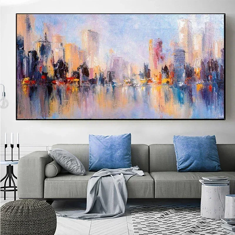 122424 Modern Paint By Numbers For Adults Abstract City Landscape Wall Art Coloring On Numbers With Large Size On Canvas