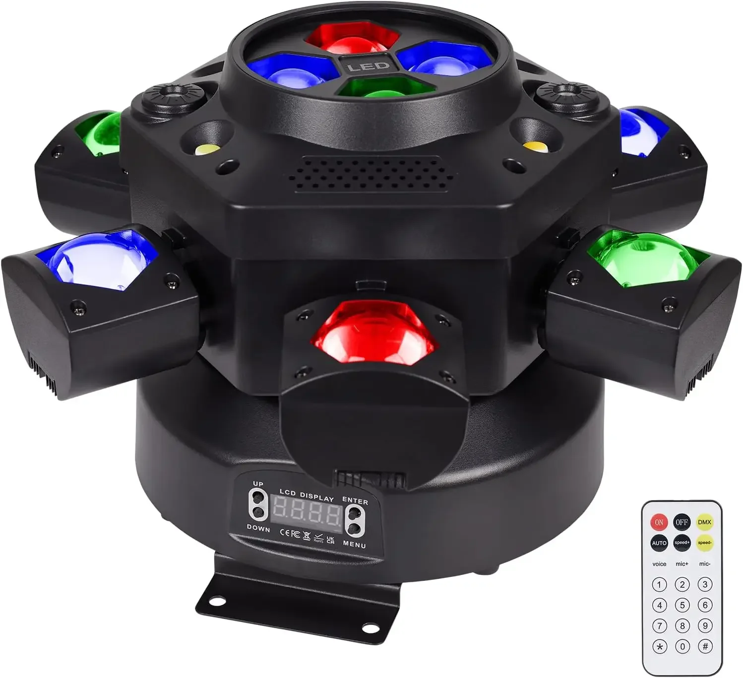 

Moving Head DJ Lights, 150W RGBW LED Moving Head Lights, 6 Arms Party Light, 4 in 1 Bee-Eyes Effect Light, Red Green Starry, Whi