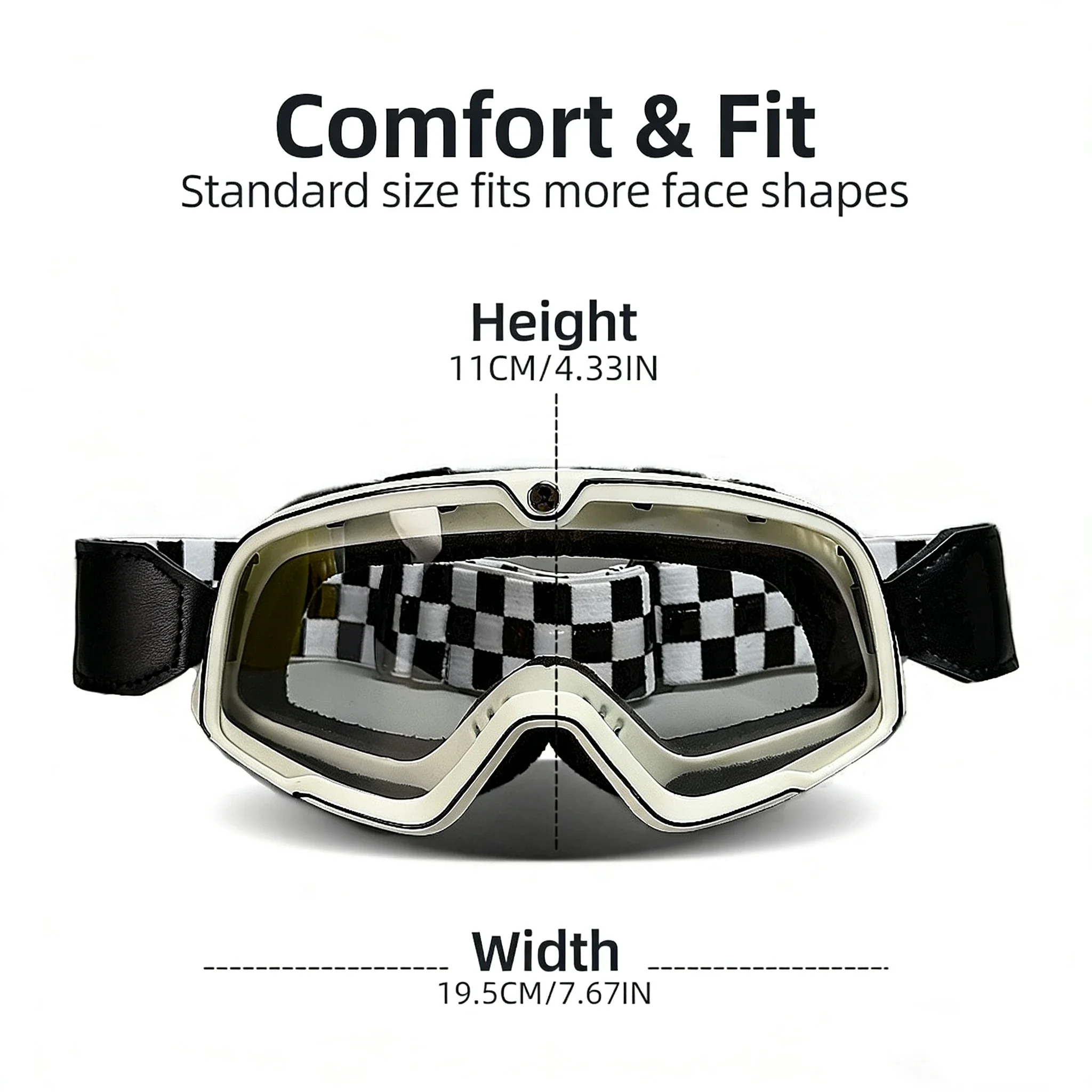 Retro Motorcycle Goggles Wind Dust Proof UV400 Protective Eyewear for Off-Road Cycling Skiing Outdoor Sports