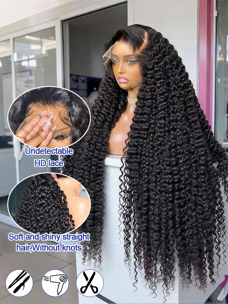 Malaysia Virgin Raw Wet and Wavy Human Hair Wig Preplucked Hairline Bleached Knots Transparent Hd Lace 300% Density Water Wave Full Lace Frontal Wig Bouncy Jerry Culry Human Hair Glueless Wig 40 42 In image 6