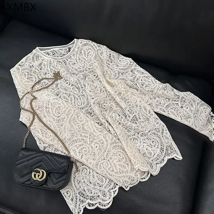 

"New Product Launch" Light Luxury Premium Lace Versatile Empty Shirt Top blusas mujer de moda 2025
