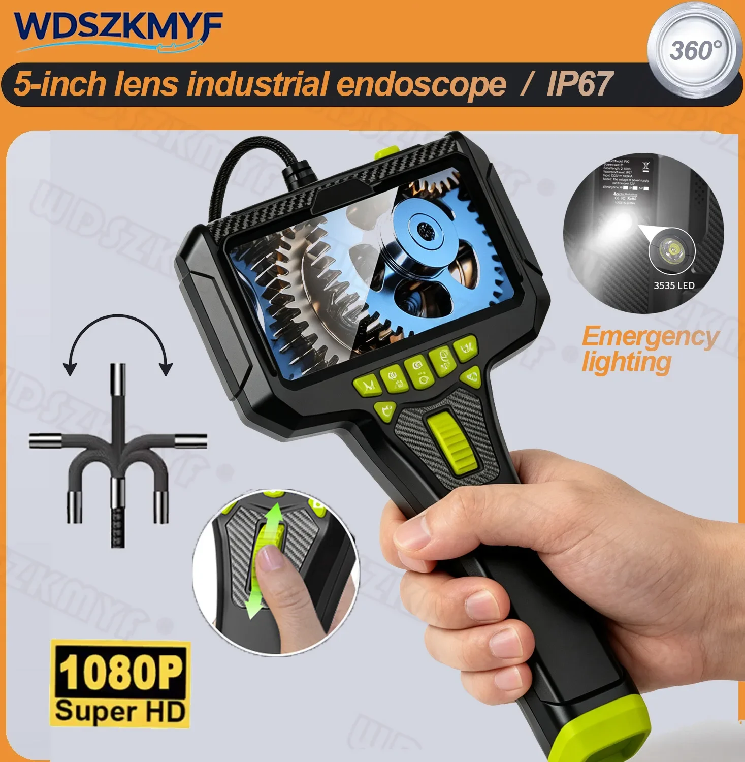 360 ° Industrial Endoscope Camera Single Lens HD 1080P 5.0