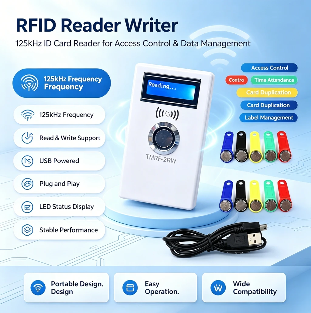 DIXSG TMRF-2RW iButton Programmer DS1990A Duplicator Copier 125KHz RFID Reader Recorder RW1990 Key Marker RFID T5577 Keychain