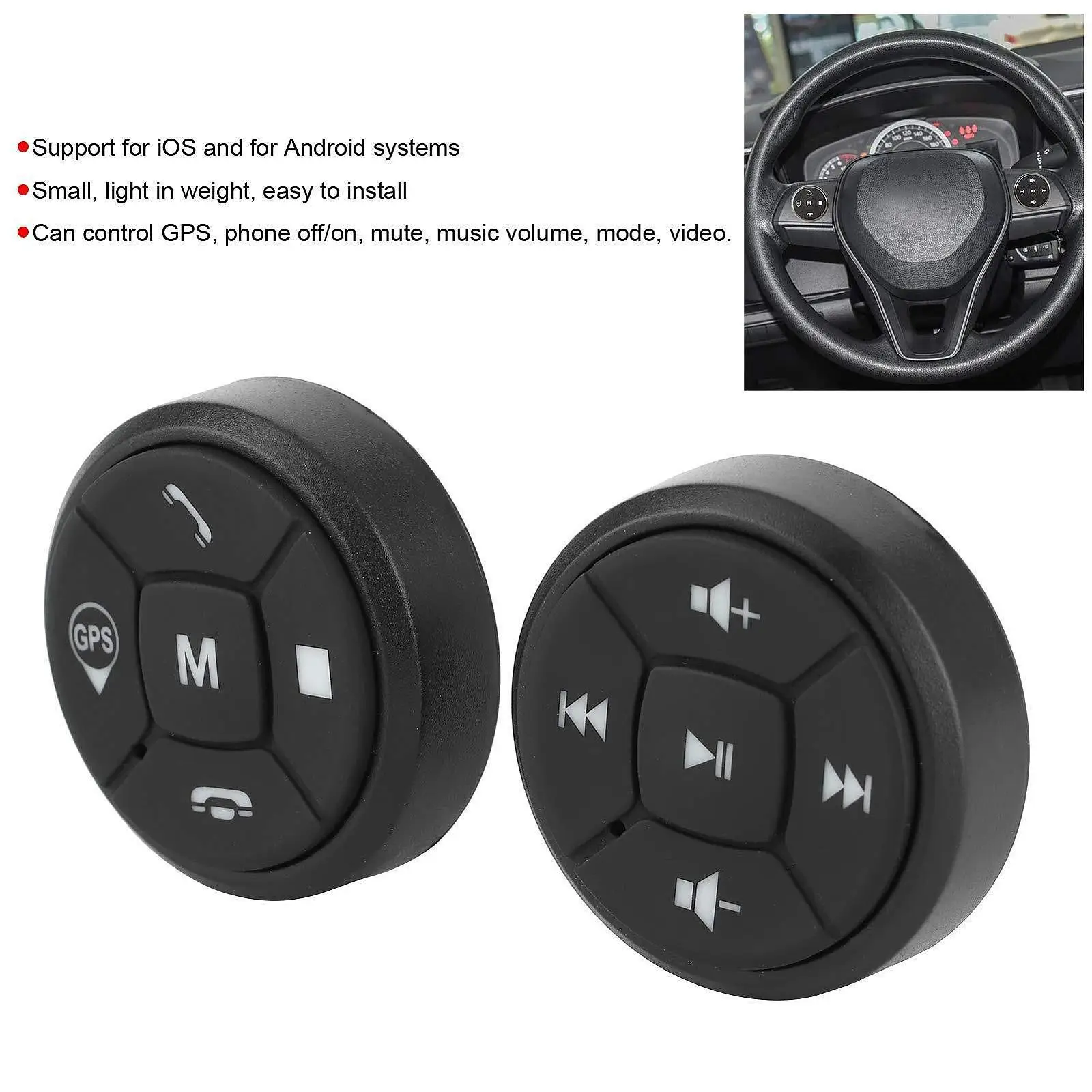 

High Performance Steering Wheel Controller Universal Car Accessory with Easy Install Button for GPS and Media Control