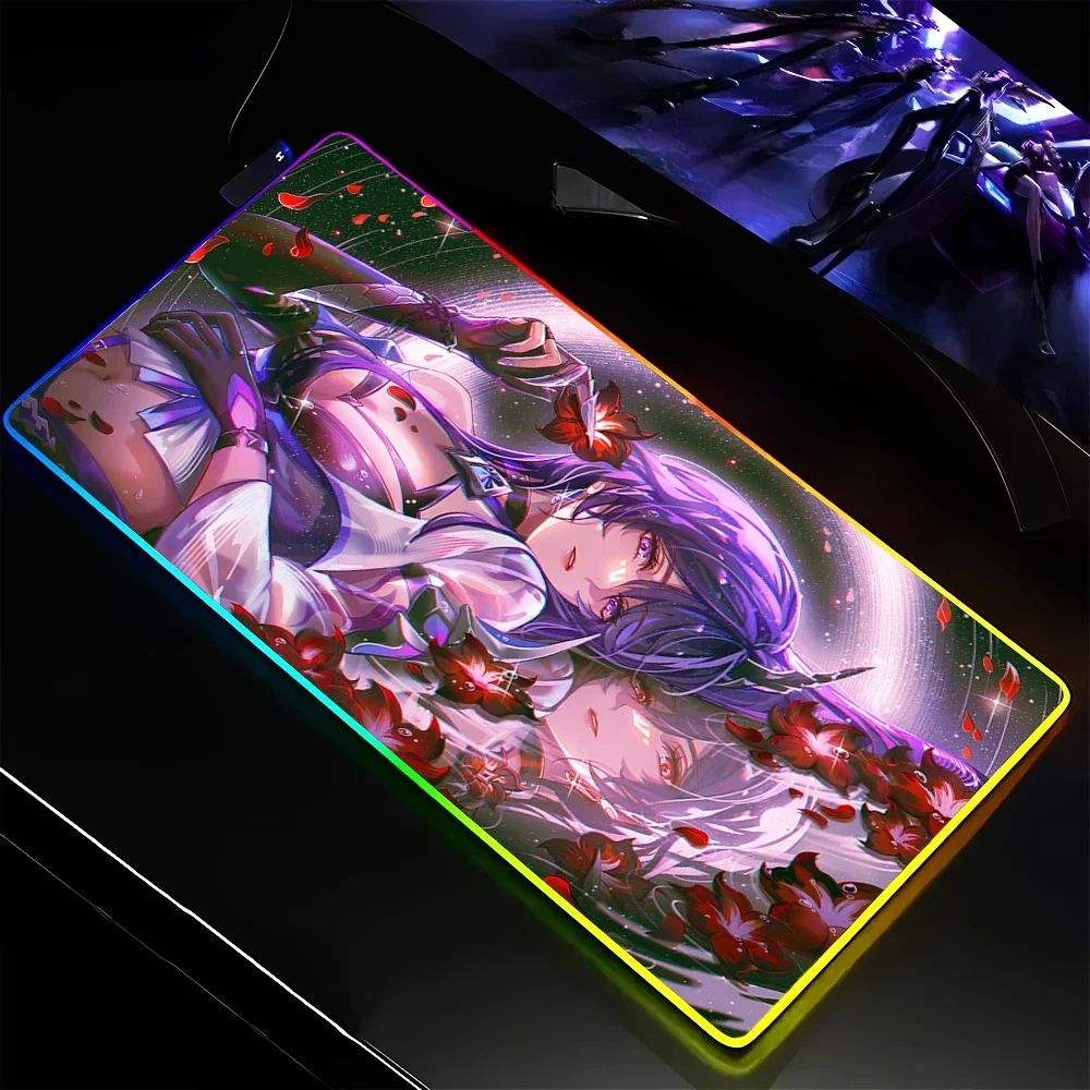 RGB Large Gaming Mousepad Honkai Star Rail Anime Mouse Pad Game LED Colorful Rubber Mat Laptop Desktop Game Xxl Deskmat 50x100cm