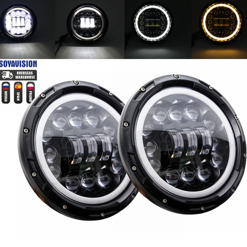 7 Inch LED Headlight H4 90W DRL for Car Jeep Motorcycle for Jeep Wrangler Lada Niva Land Rover Defender Hummer 7