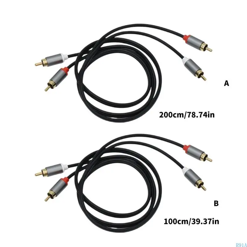 R91A 2RCA a 2RCA Cable Gold Chapado 2RCA Macho a 2RCA Male Stereos Sound Cable para cine en casa juegos HDTV