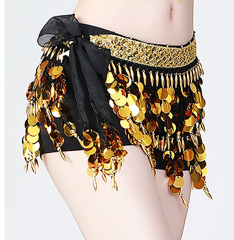 ของผู้หญิงที่มีคุณภาพสูงเงาเหรียญ Belly Dance สะโพกผ้าพันคอ Ballroom เลื่อมเต้นรำสวมกระโปรงเข็มขัด Belly Belt Belt Belt