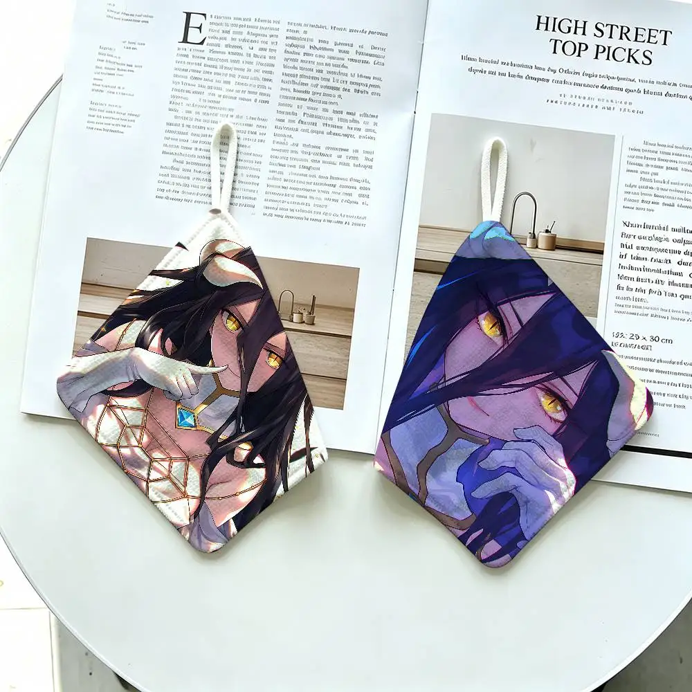 Gamer Albedo Anime Girls Polyester Cotton Hand Wiping Towel with Hanging Loop, Lightweight for Home and Commercial Use