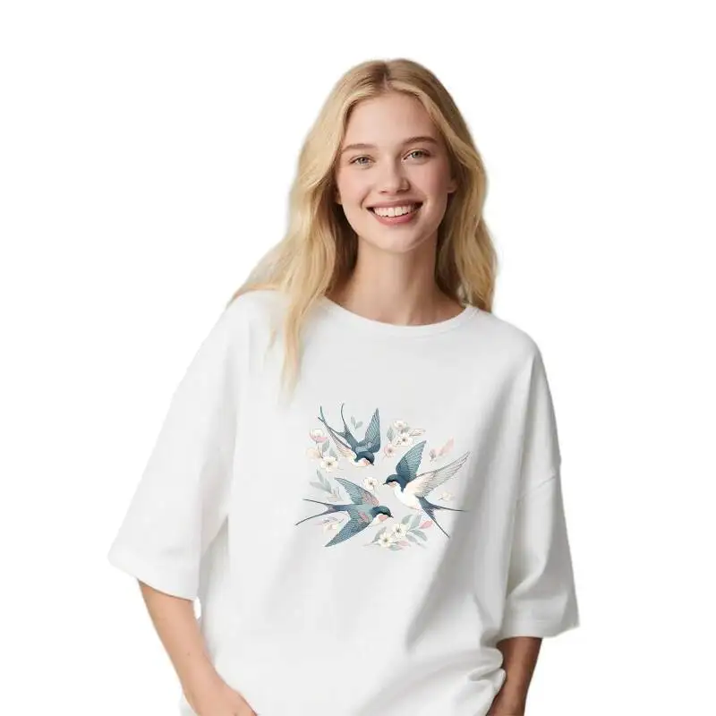 Fish and bird heat transfer printing crane swallow koi carp Iron On women's T-shirt backpack DIY clothing vinyl patch washable