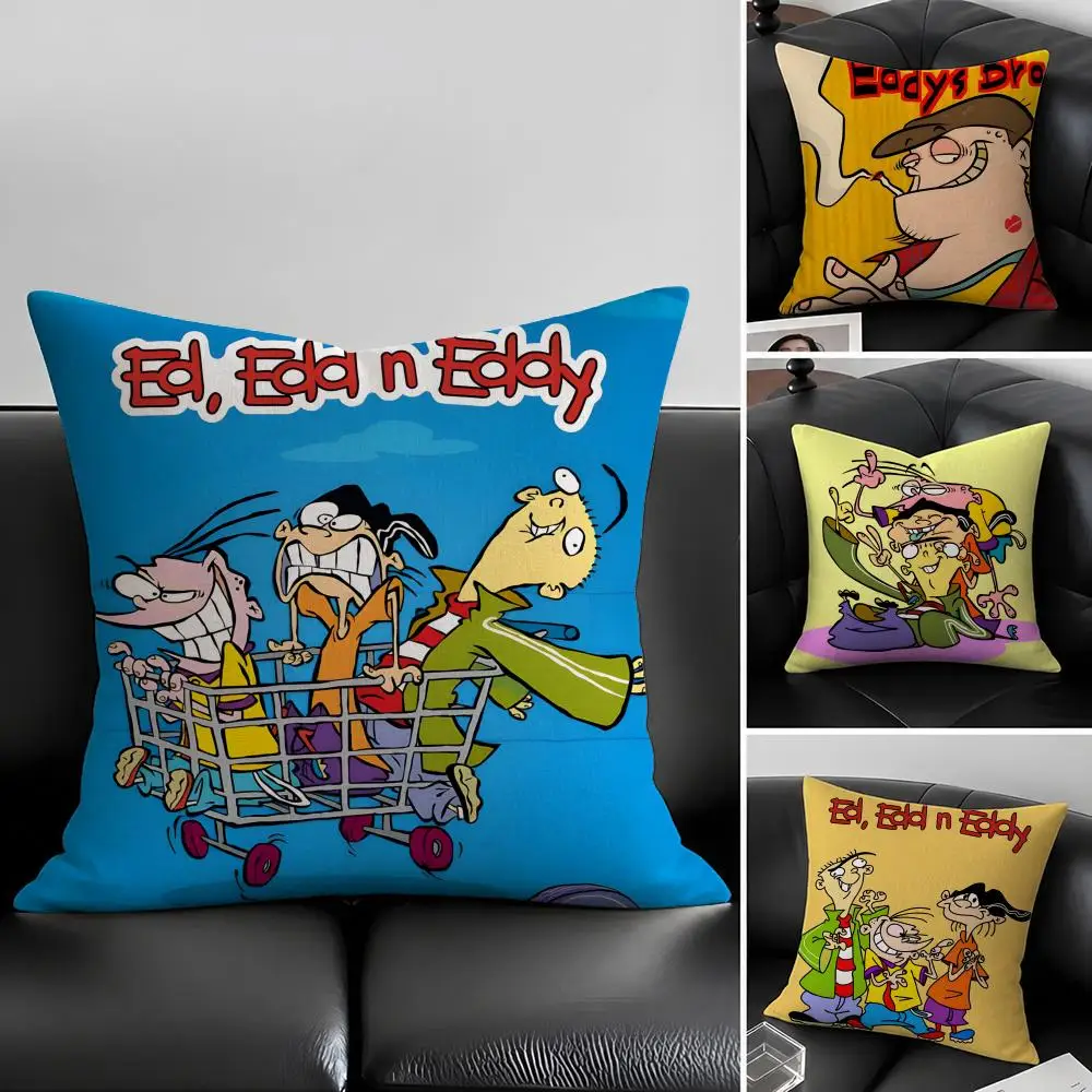 Cartoon E-Ed Edd N Eddy Cushion Cover Natural Linen Pillowcase Set, All-in-One Decor for Sofa, Bedroom & Chair