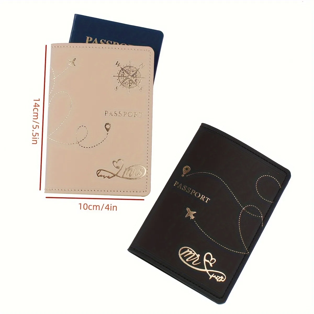 2PCS/Set Mr Mrs PU Leather Passport Cover Case Card Holder Lightweight Travel Accessories Wallet Gift For Couples
