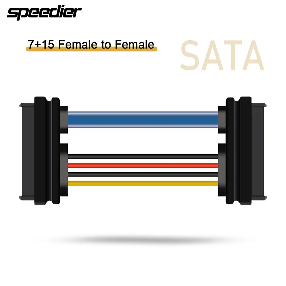 

SATA Hard Disk Data Power Cord 10cm 7+15 Pin Female to Female Cable for Computer Player Copier