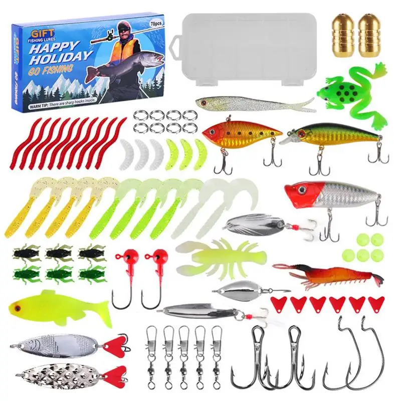 

2024 Fishing Tackle Advent Calendar Fishing Lures Set Fishing Gear Countdown Calendar Christmas Gifts Fish Lures Set 78x