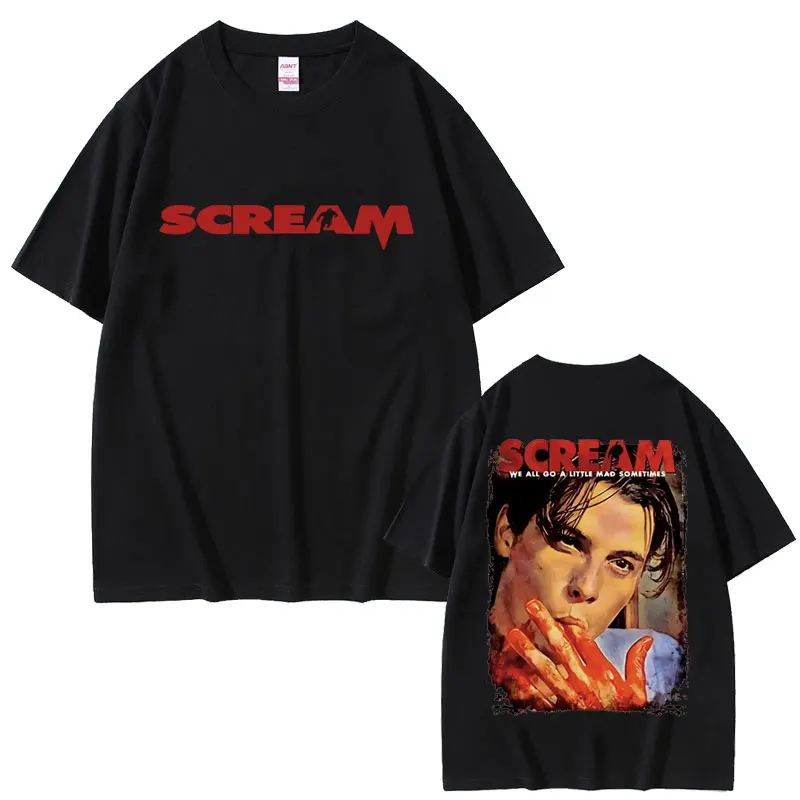 90s Horror Movie Scream Vintage Graphic T-shirts Billy Loomis Print T-shirt We All Go A Little Mad Billy Halloween Men T Shirts