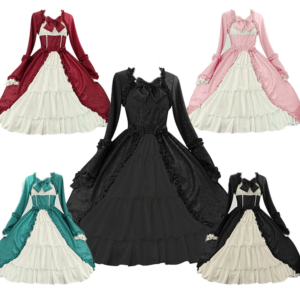 

Medieval Dresses Lolita Dresses Gothic Costume Court Style Royal Princess Elegant Long Sleeve Ruffle Fall Winter Halloween Gowns