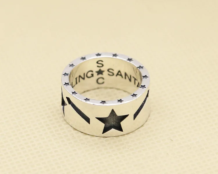 Hip hop S925 sterling silver pentagram arrow ring for couples, Korean version ring, simple and trendy accessory