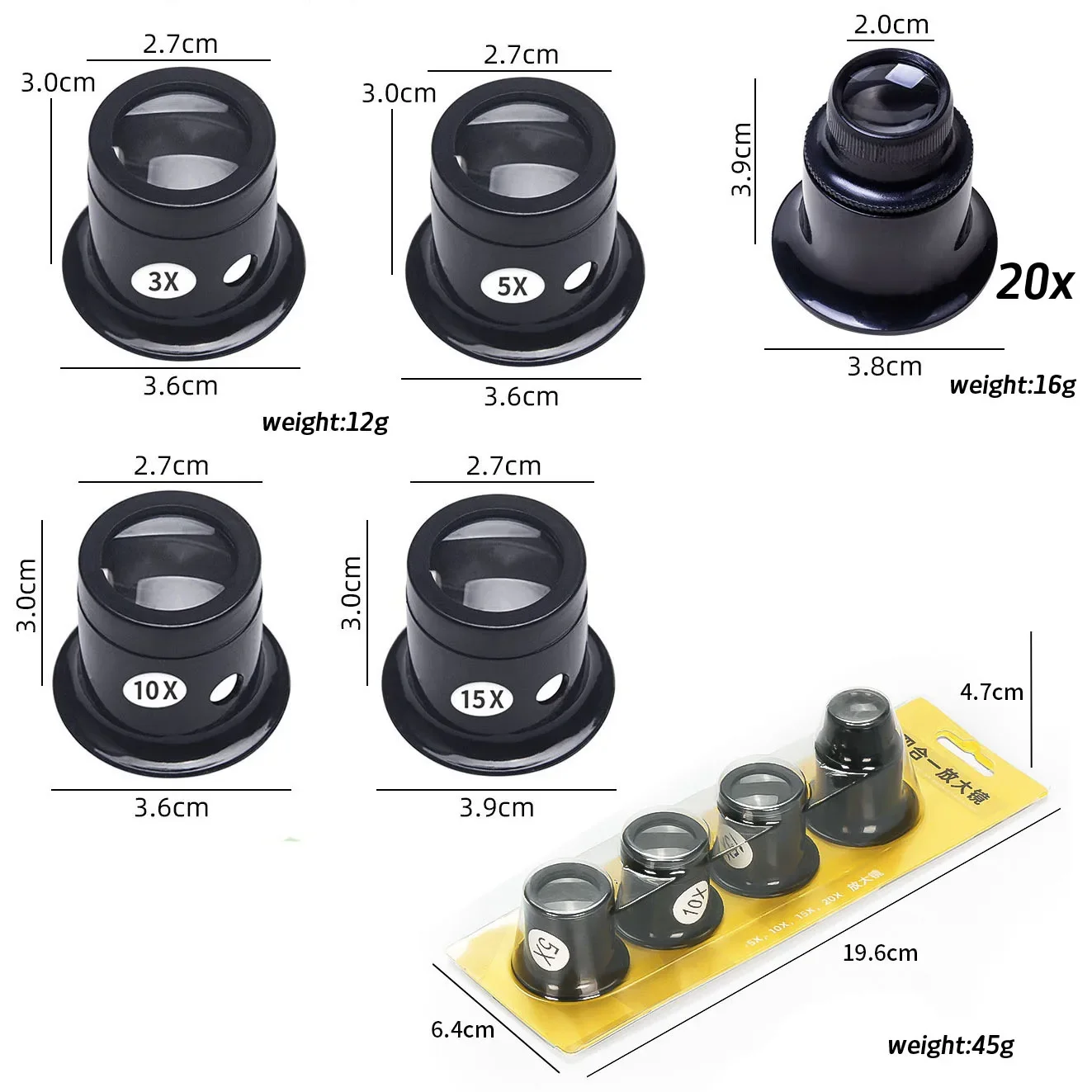 3 5 10 15 20 Times Watch Repair Magnifier Jeweler Watch Magnifier Tool Monocular Magnifying Glass Loupe Lens