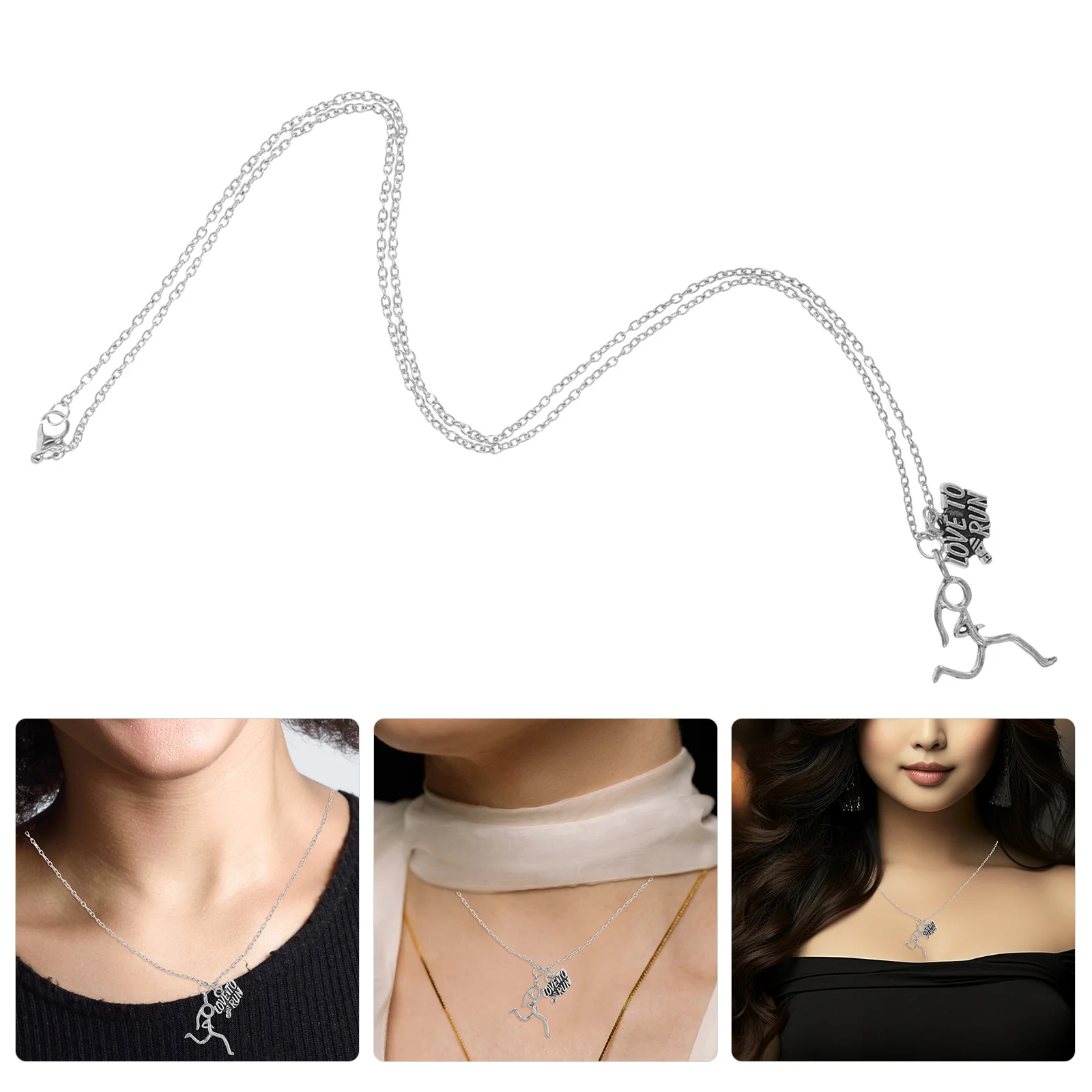 

Unique Runner Necklace Alloy Metal Pendant Smooth Texture Fade Resistant Trendy Jewelry for Athletes Runner Necklace