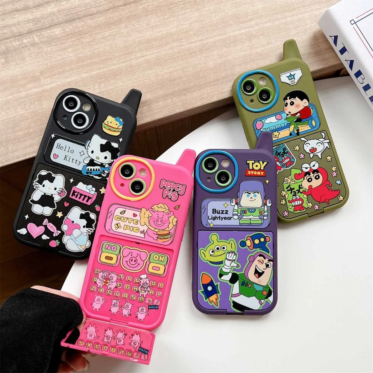 Cartoon Sanrios Hello Kitty Toy Story with Makeup Mirror Phone Case for IPhone 15 14 13 12 11 Pro Max Anti-fall Back Cover Funda