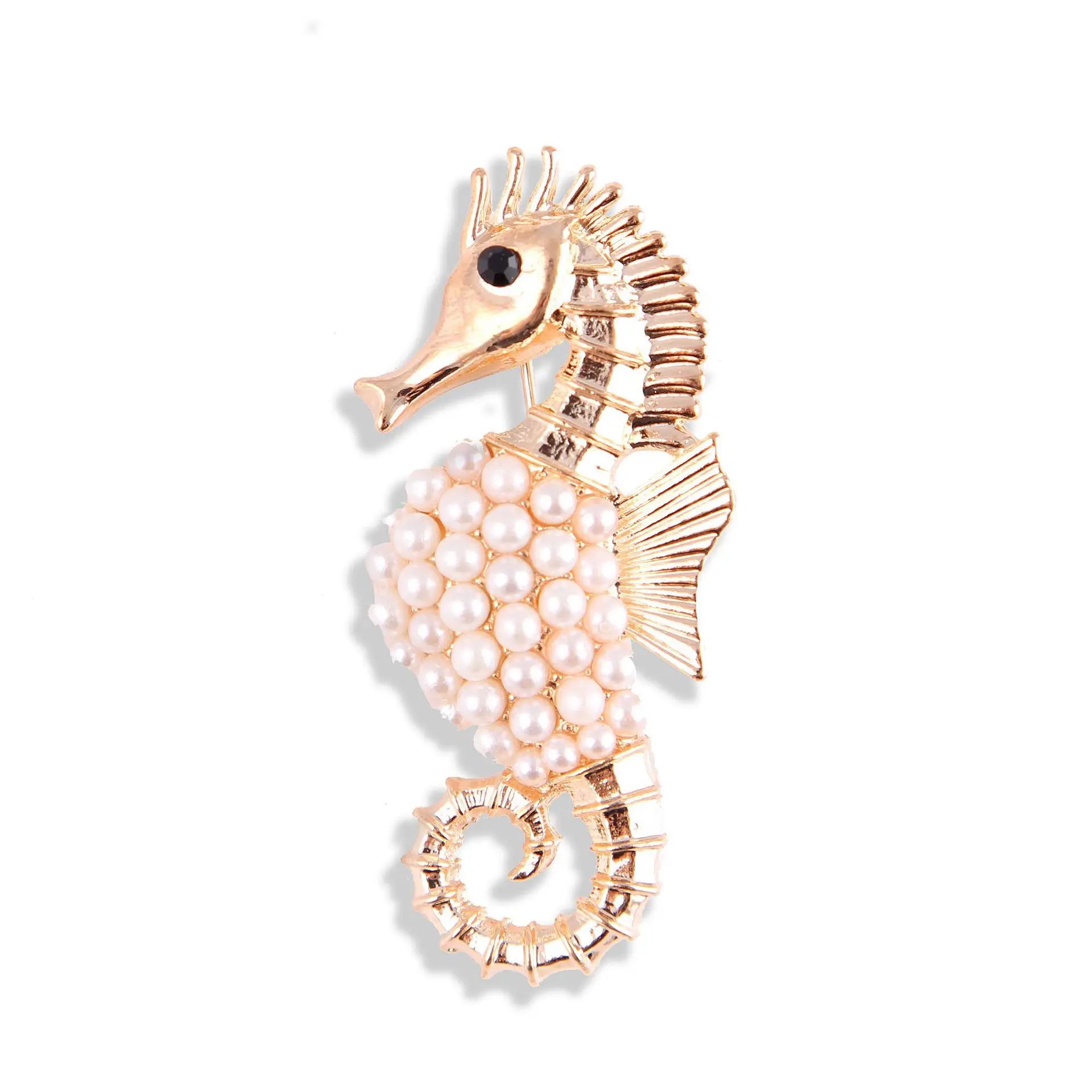 Pearl Seahorse Brooches For Women Men Sea Animal Hippocampus Pins Fashion Clothing Dress Suit Accessories Party Daily Jewelry