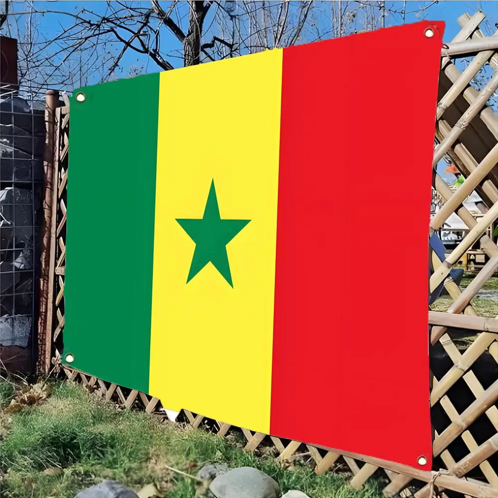 Flag of Senegal Flags Daily four ring borderless design indoor outdoor decor easy hang install