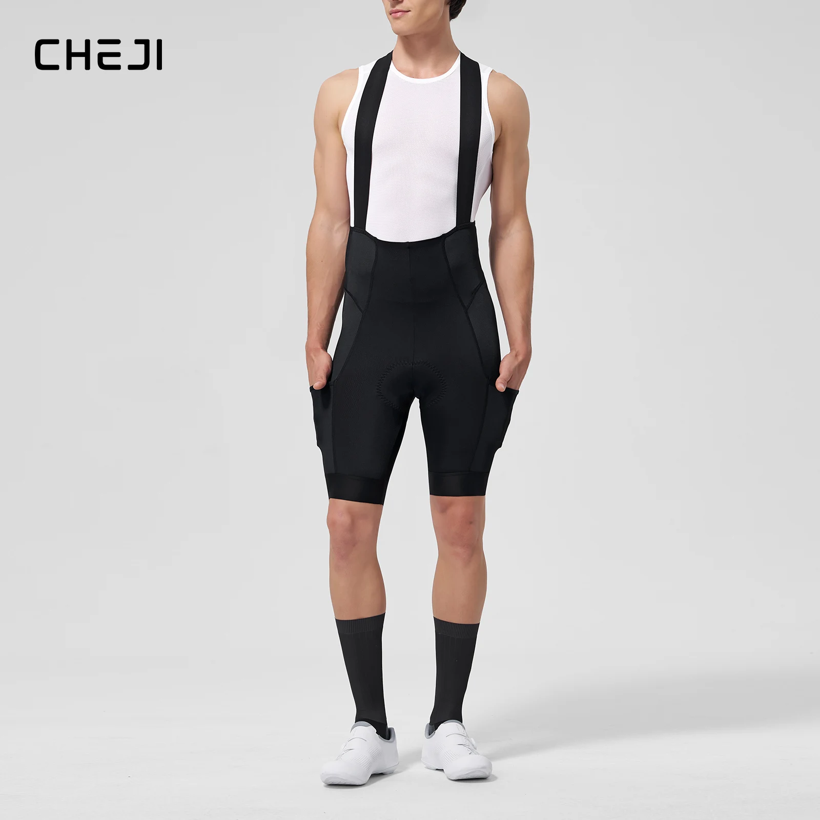 

Cheji Men's High Quality Cycling Bib Shorts with 2 Side Pockets (wushi)
