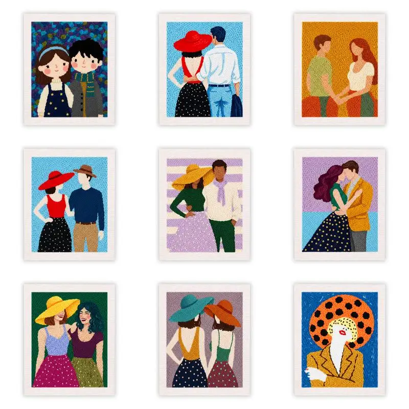 

Набор для вышивания иглой своими руками: подарочный набор для взрослых, художественные проекты, мультяшная пара, девочка, вышивка иглой, нитевдеватель, художественные и ремесленные товары, увлекательные поделки для взрослых