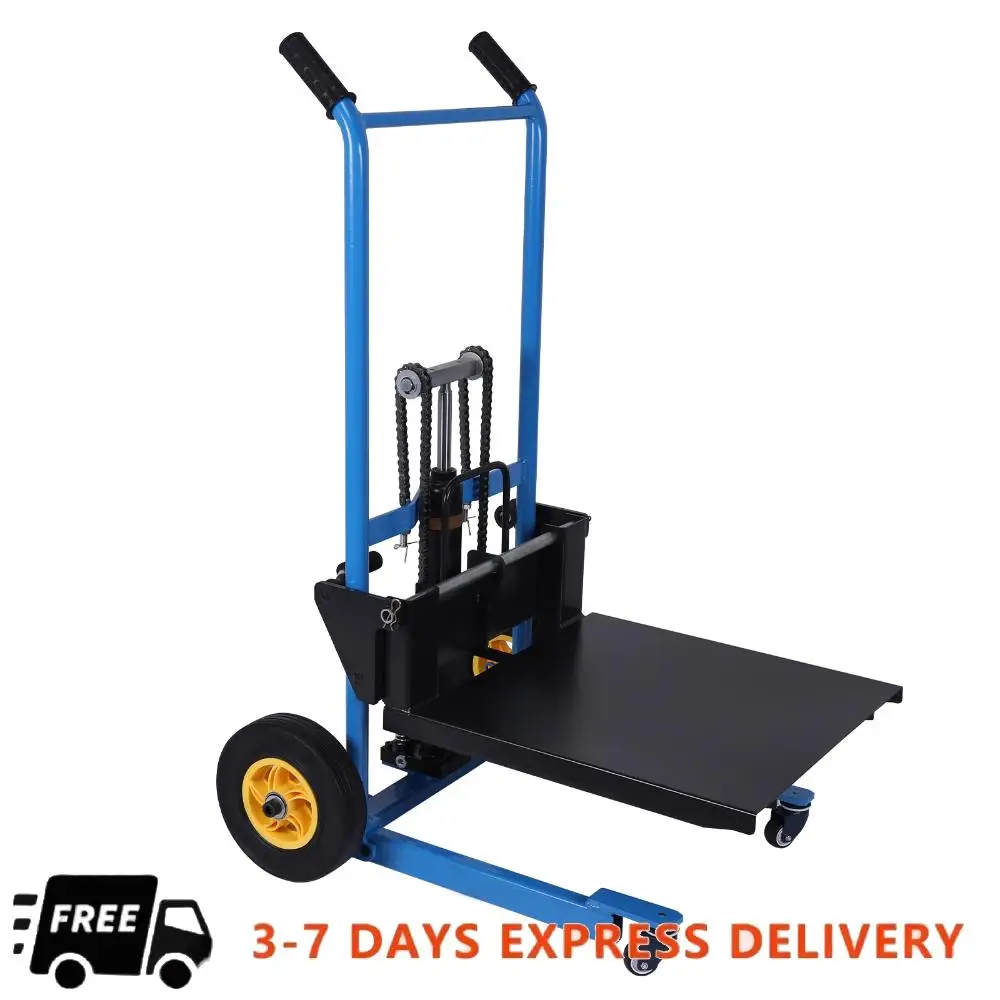 

450 Lbs Manual Mini Forklift Adjustable Forks Manual Forklift Material Stacker for Construction Warehousing and DIY Projects