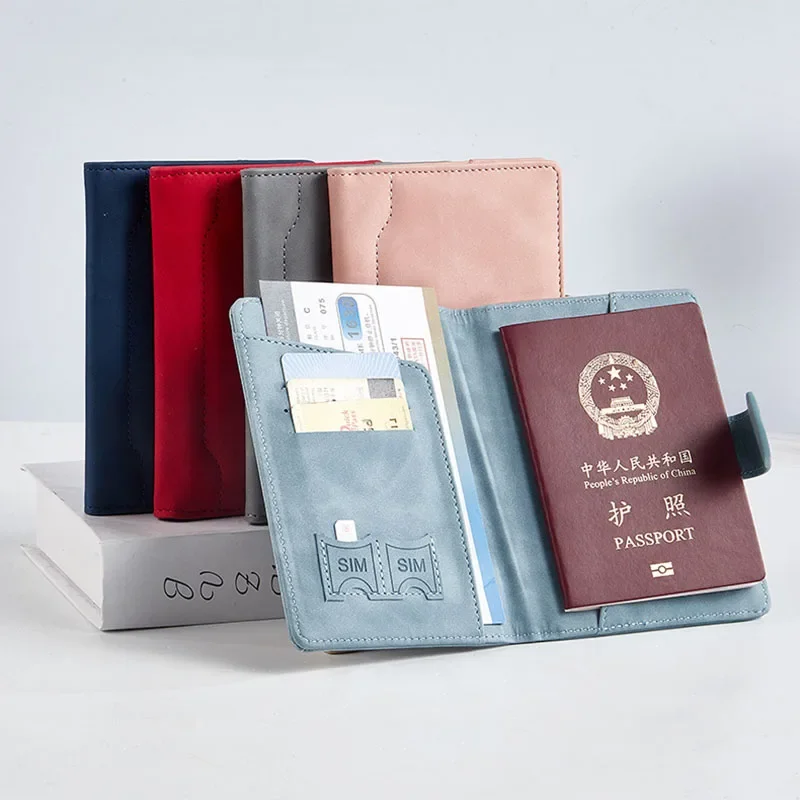 PU Couro Passaporte Capa Case, Carteira de Viagem, Business ID Card Holder, Mulheres e Acessórios Masculinos, Novo Caso