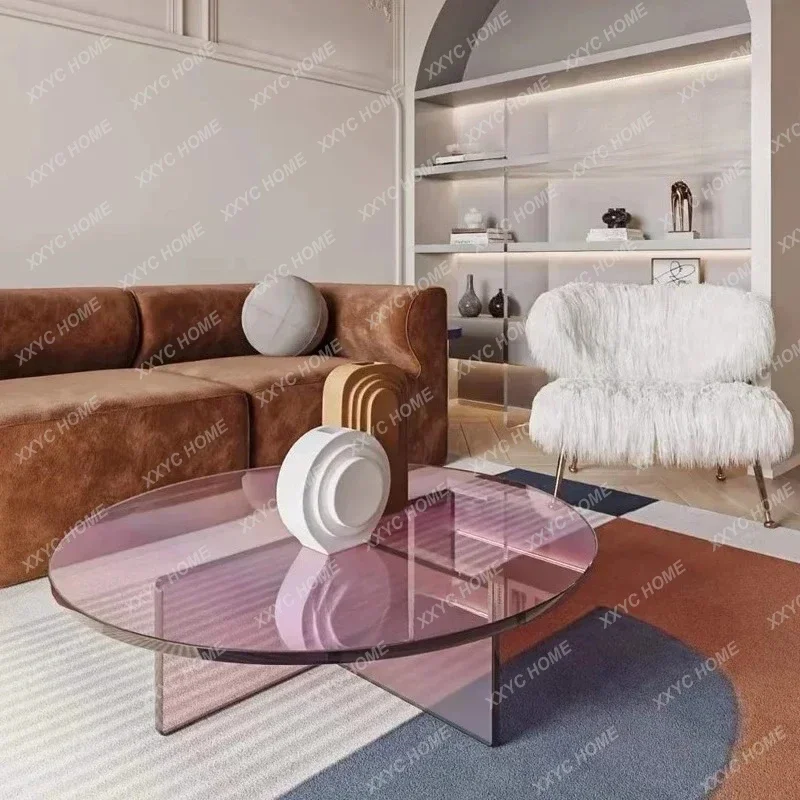 

A Acrylic coffee table modern simple living room home combination light luxury high sense round