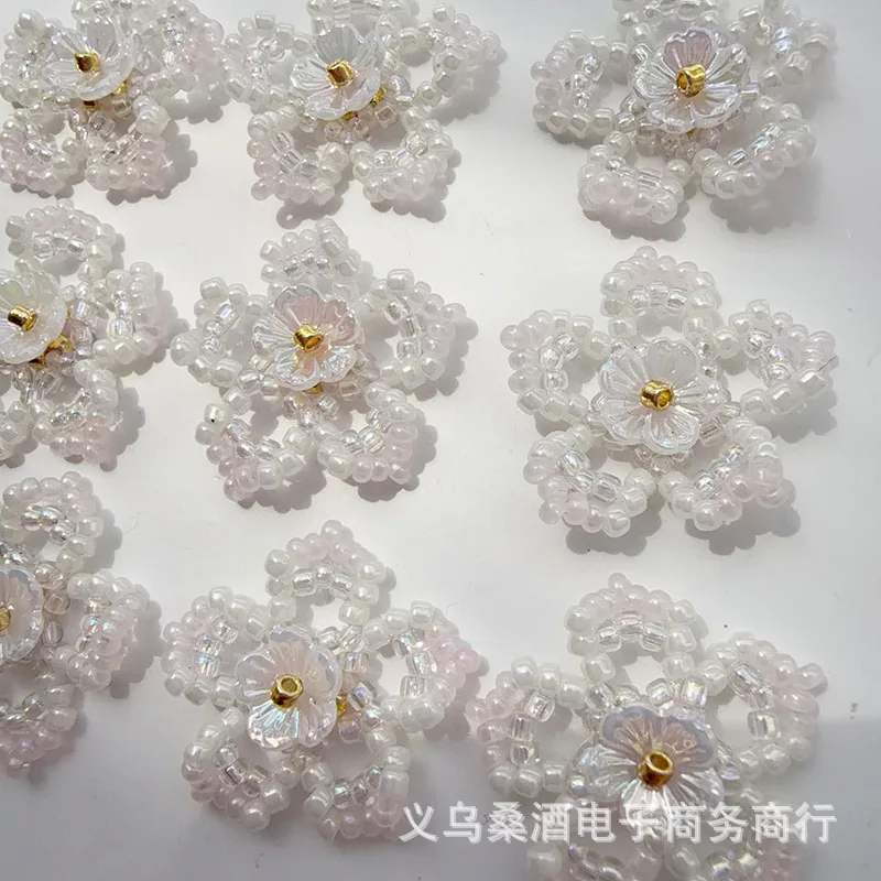 French Fresh Camellia Seed Bead Shoe Charms for Clogs Elegant Cool Simple Luxury Style DIY Beaded Buckle Premium Quality