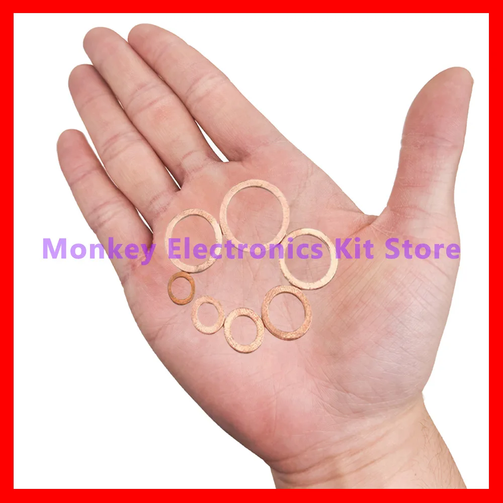 50/100/120/200 Pcs Copper Washer Sealing Gasket Flat Ring Seal Assortment Kit M4 M5 M6 M8 M10 M12 M14 For Sump Plugs image 5