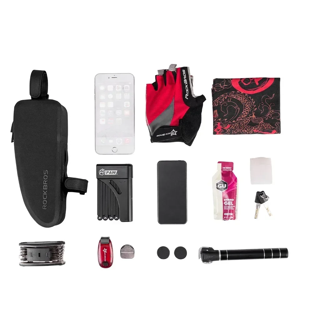 Borsa per tubo superiore anteriore per bicicletta, borsa per trave anteriore per bici da strada, borsa da sella impermeabile per mountain bike, attrezzatura da ciclismo all'aperto