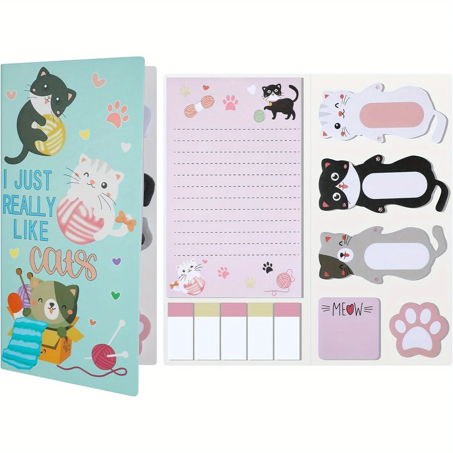 

1 Set Sloth, Cat, Corgi Sticky Notes Set, 320 Sheets Self-adhesive Sticky Notes Cute Cartoon Animal Writing Memo Sticky Notes