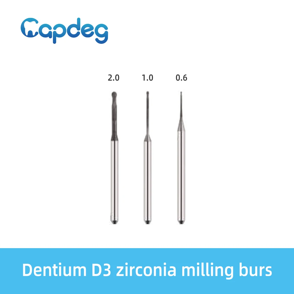 

Dentium D3 Compatible Zirconia Milling Burs High Precise Diamond Coated Tools D3mm Shaft 2.0/1.0/0.6mm