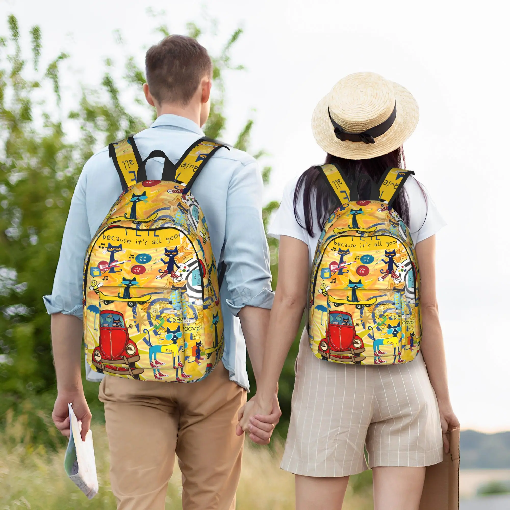 Pete the Cat  Cool Kitten Casual Backpack Sports High School Business Cartoon  Daypack Laptop Computer Canvas Bags