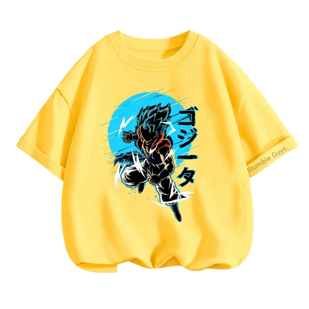 Dragon Ball Cartoon T-shirt infantil, roupas anime, mangas curtas, roupas infantis de verão, meninos e meninas adolescentes, 3 a 14 anos