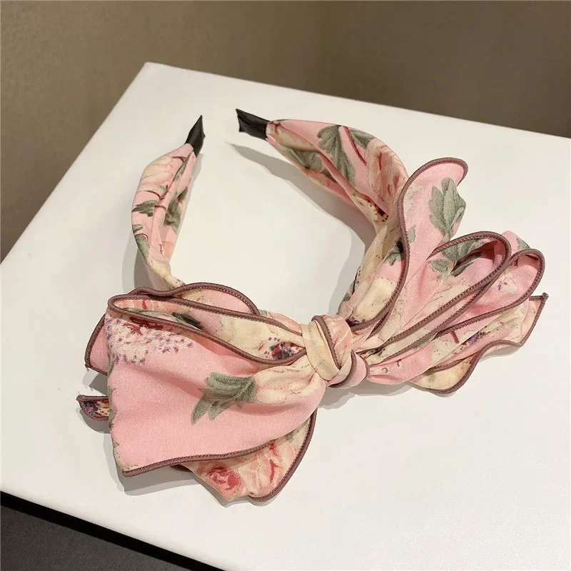 

Stunning Women Head Wears Top Big Bow Knot Hairband for Adult Shopping Party Wedding Photography Headpiece Kapok Print Headband