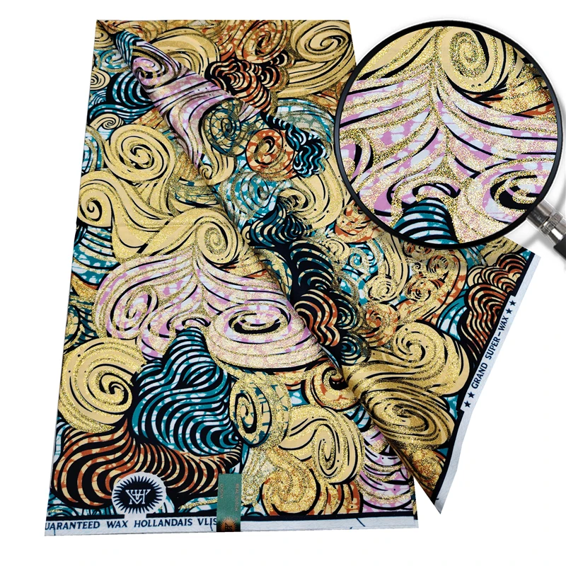 قماش شمع هولندي أفريقي كبير 6 ياردات 100% قطن عالي الجودة قماش باتيك نيجيري أنقرة مطبوع لخياطة فستان نسائي