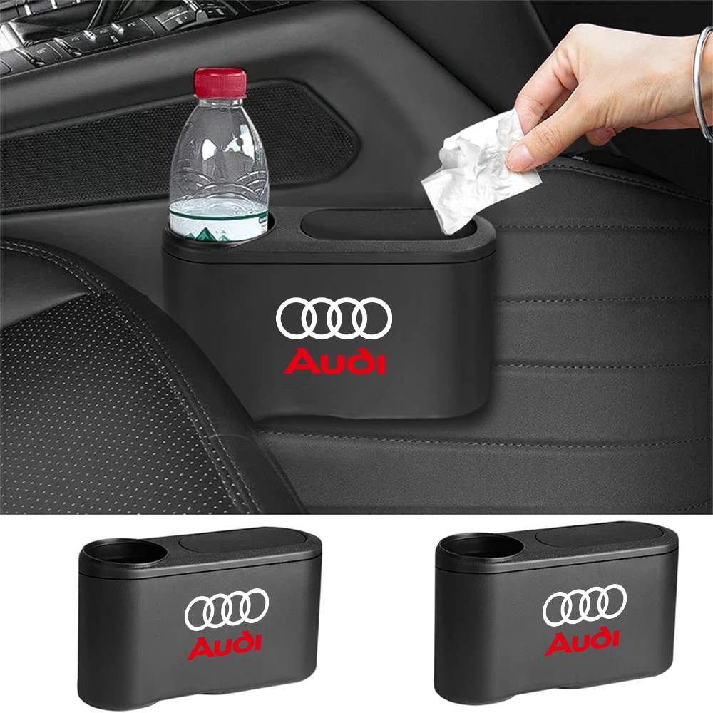 

For AUDI SLINE TT RS S Quattro A3 A6 Q3 Q4 S3 S4 S5 A4 A5 Car Interior Hanging Storage Case Trash Bin Push Dustbin Garbage Can