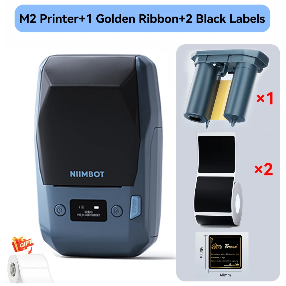 Niimbot M2 thermische overdracht labelprinter gouden/wit lint en zwarte zelfklevende wijnfles DIY-labels voor thuisbedrijven