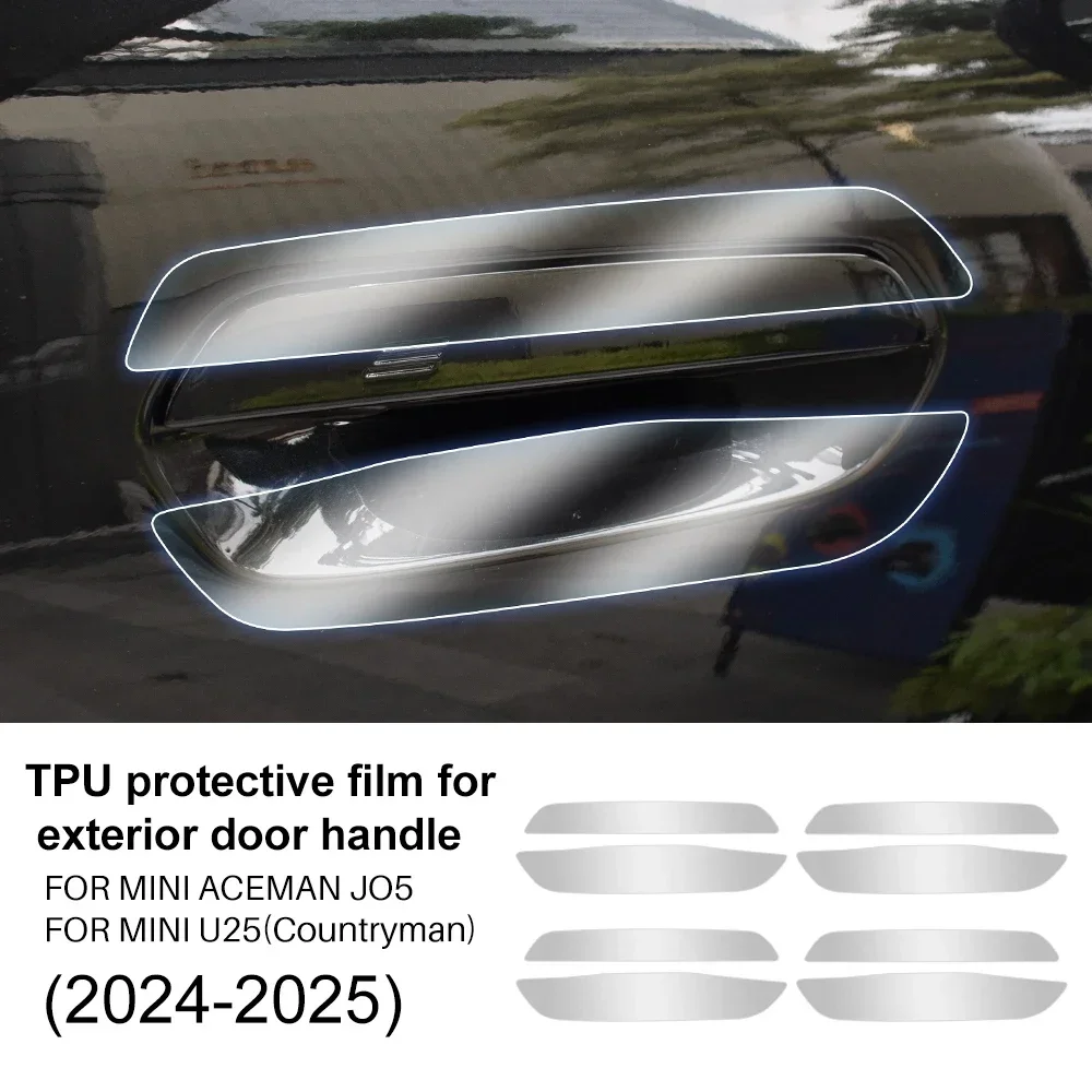 8pcs TPU for Mini Cooper Countryman U25 J05 Aceman 2024 2025 Door Bowl Handle Anti-scratch Sticker Clear Protection Sticker Film